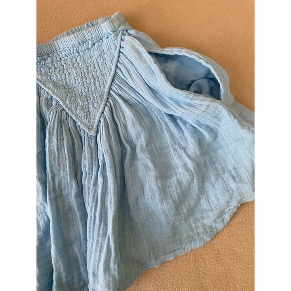 FREE PEOPLE Mini Gauze Pull On Shorts with Pockets, Medium, 100% Cotton, Blue - Picture 4 of 11
